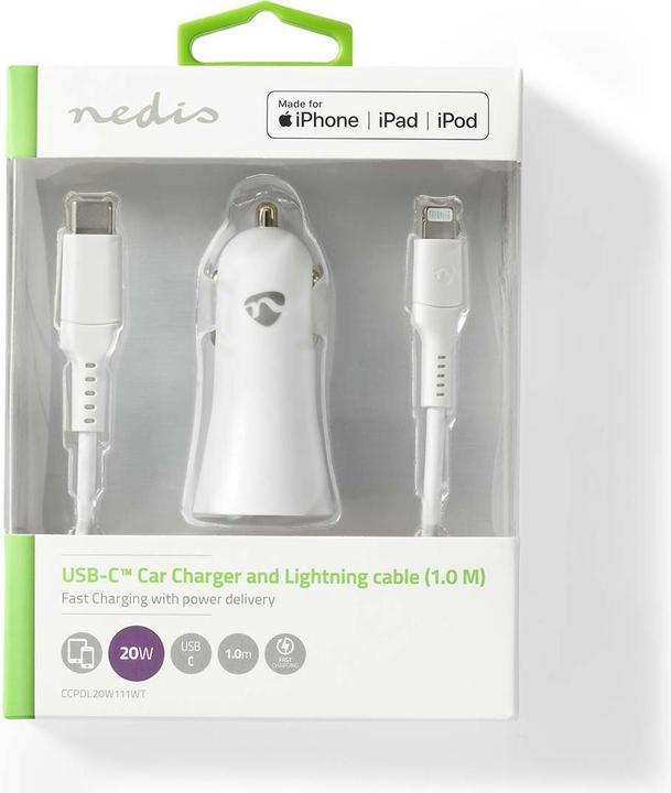 Actual product image Nedis Car charger | 20 W | 1.67 / 2.22 / 3.0 A | Number of outputs: 1 | Port type: USB-C™ | Lig