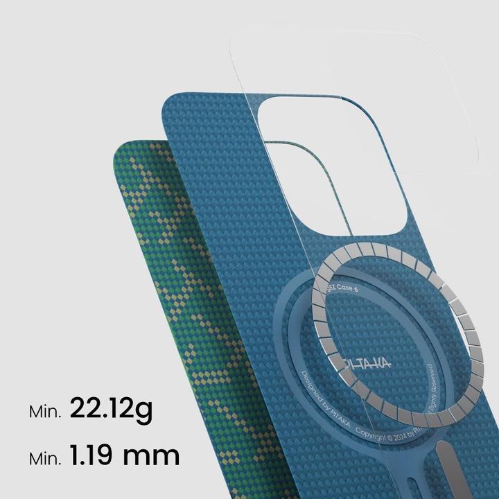Produktbild Pitaka Tactile Woven Case Refining für iPhone 16 Pro, Grün, KI1602RTR (Apple iPhone 16 Pro)