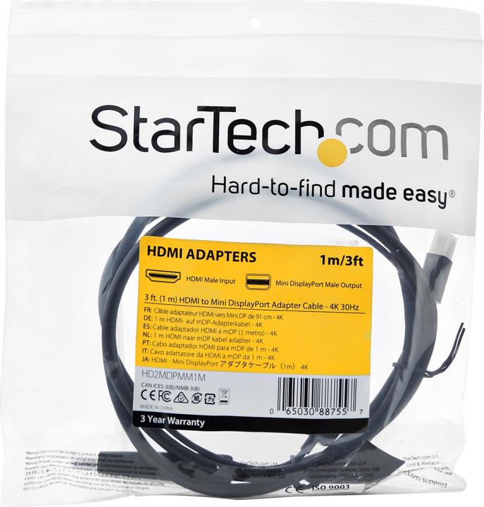 Image du produit StarTech HDMI (Typ A) — Mini DisplayPort (1 m, HDMI)