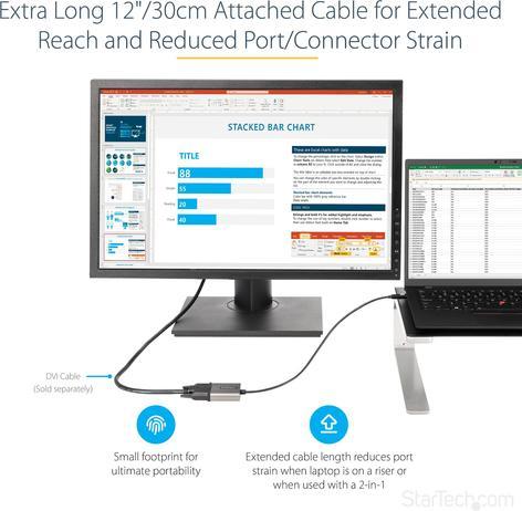 Produktbild StarTech USB-C auf DVI Adapter - 0p - USB-C zu DVI-D - USB-C Dongle - USB Typ C auf DVI Monitoradapter - (USB Typ-C, 38 cm)
