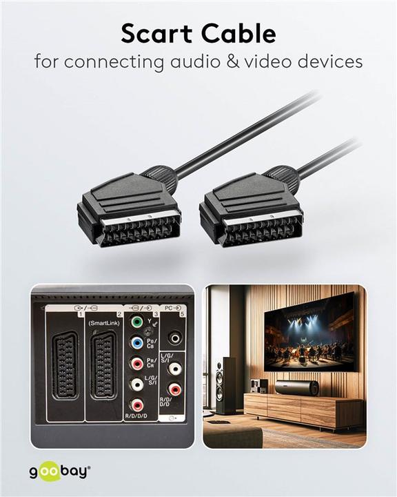 Actual product image Goobay Scart connection cable, nickel-plated, ø 7 mm (2 m, Scart)