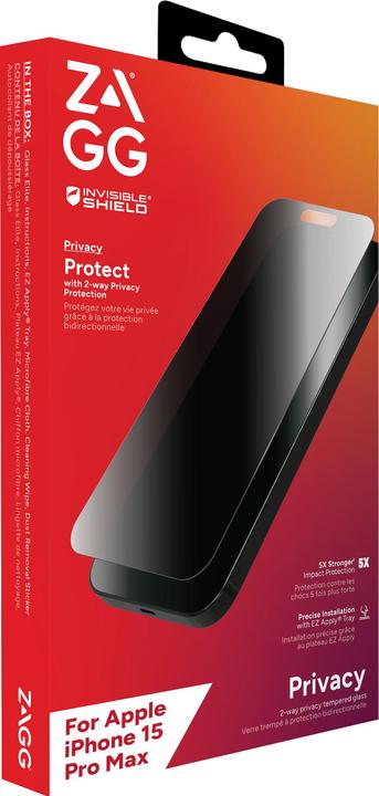 Actual product image Zagg Invisibleshield Glass Elite (1 Piece, Apple iPhone 15 Pro Max)