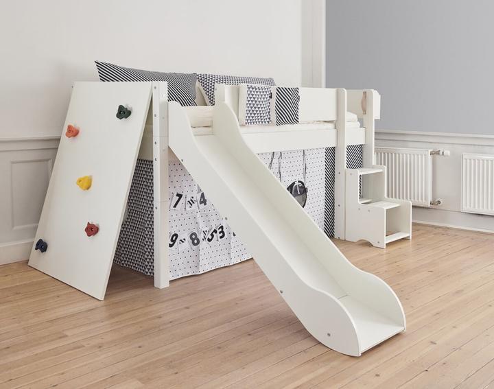 Produktbild Manis-h Manis h Kinderbett LOKE 90 x mit Kletterwand und Treppe Snow white (90 x 200 cm)