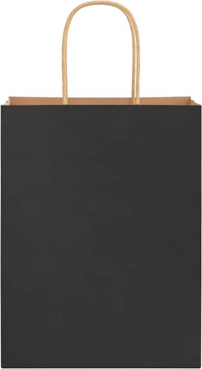 Produktbild VidaXL Kraftpapiertüten 50 Stk. mit Henkel Schwarz 22x11x28 cm Papiertüte (Geschenktüte, 50 x)