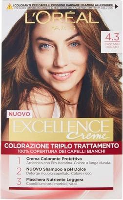 L'Oréal Paris Excellence Cremes Triple Treatment Hair Color 4.3 Golden Brown (4.3 Golden Brown)