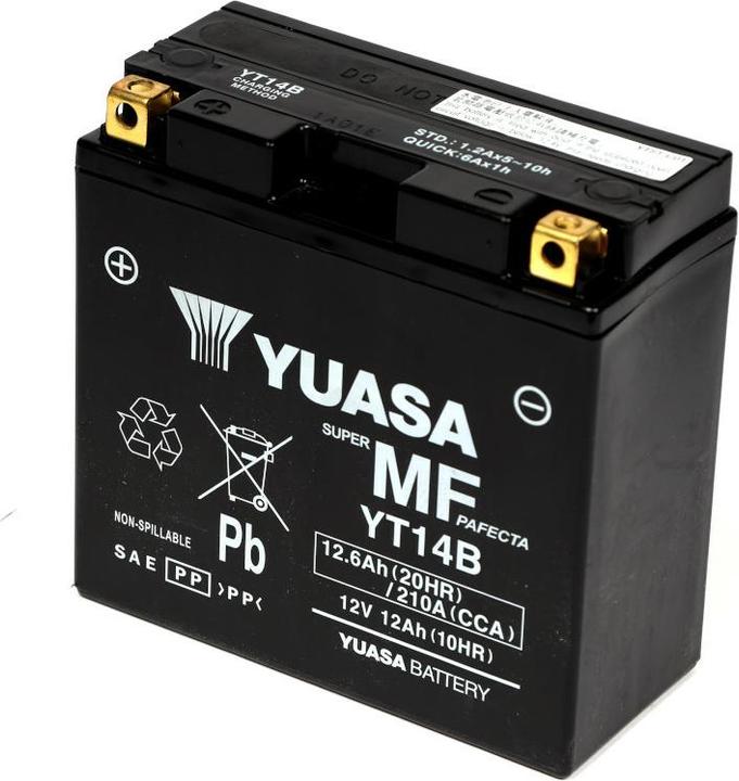 Actual product image Yuasa YT14B-BS Motorbike battery 12Ah 12V AGM battery 51201 Battery scooter motorbike (12 V, 12 Ah, 210 A)