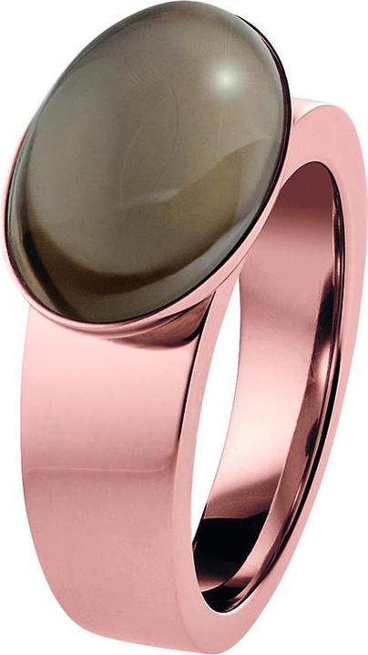 Xen Ring mit 16x11mm grossen Rauchquarz rosè vergoldet