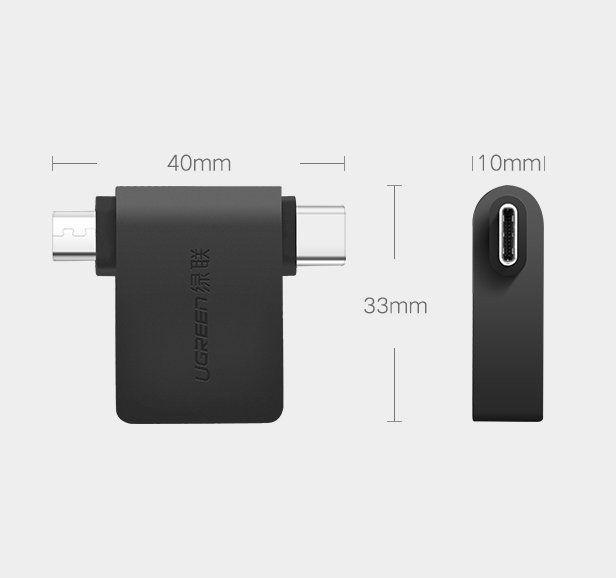 Actual product image Ugreen Micro USB + USB-C to USB-A 3.0 Adapter (USB Type C, USB-A)