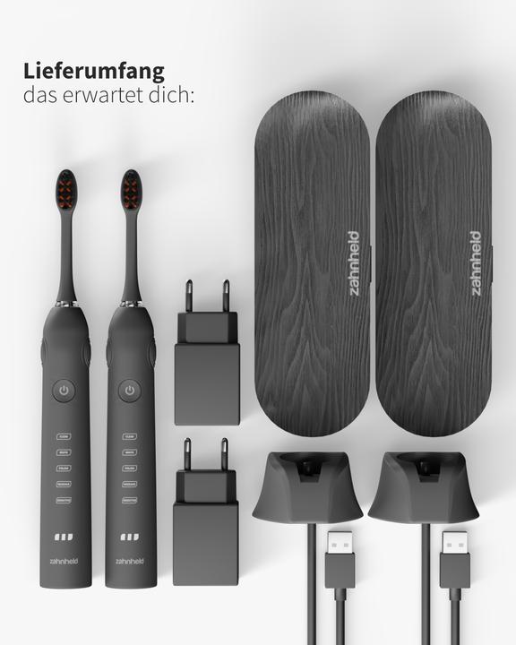 Image du produit Zahnheld Schallzahnbürste im Doppelpack Schwarz (Brosse à dents sonique)