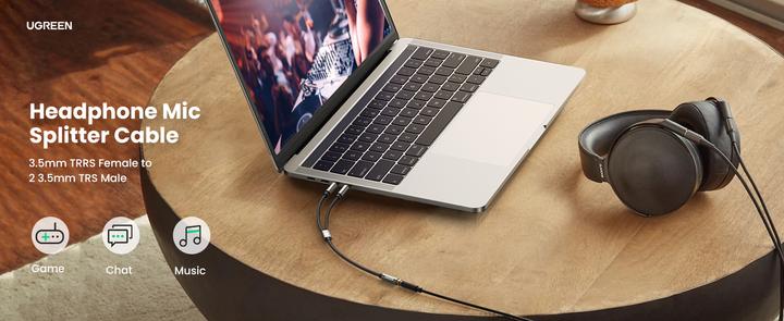 Produktbild Ugreen Mikrofon und Kopfhörer Y Splitter 3.5 mm Klinke (0.20 m, 3.5mm Klinke (AUX))