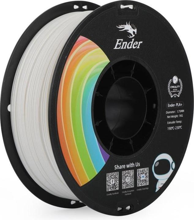 Image du produit Creality Filament PLA+ Blanc, 1.75 mm, 1 kg (PLA, 1.75 mm, 1000 g, Multicolore)