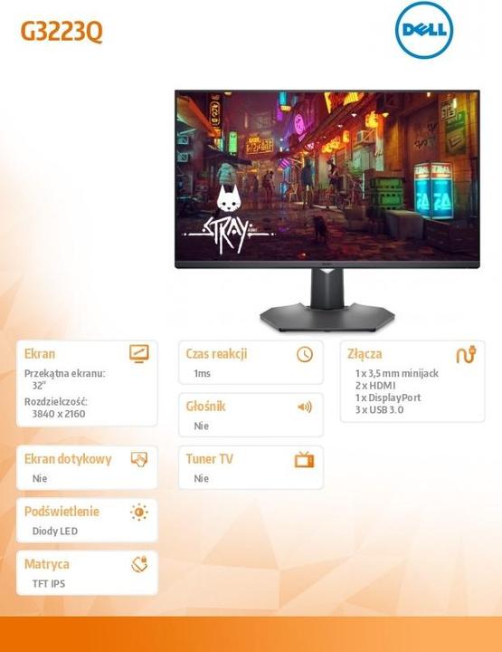 Actual product image Dell G3223Q (3840 x 2160 Pixels, 32")