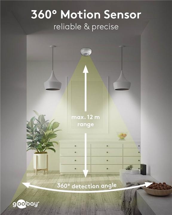 Actual product image Goobay Ceiling, wall PIR motion detector (12 m)
