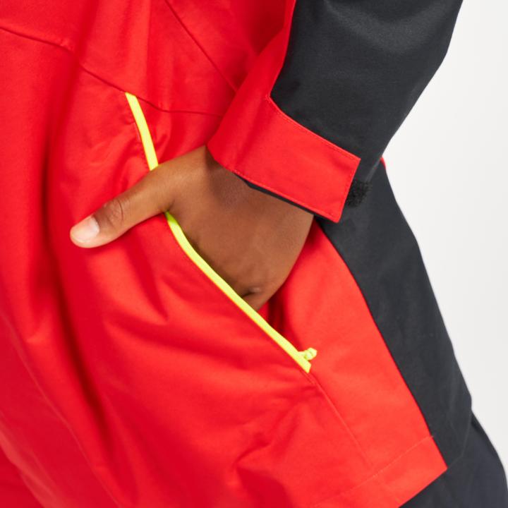 Actual product image Tribord Rain jacket sailing jacket children waterproof windproof - Sailing 300 red/yellow (10, 11, 12)
