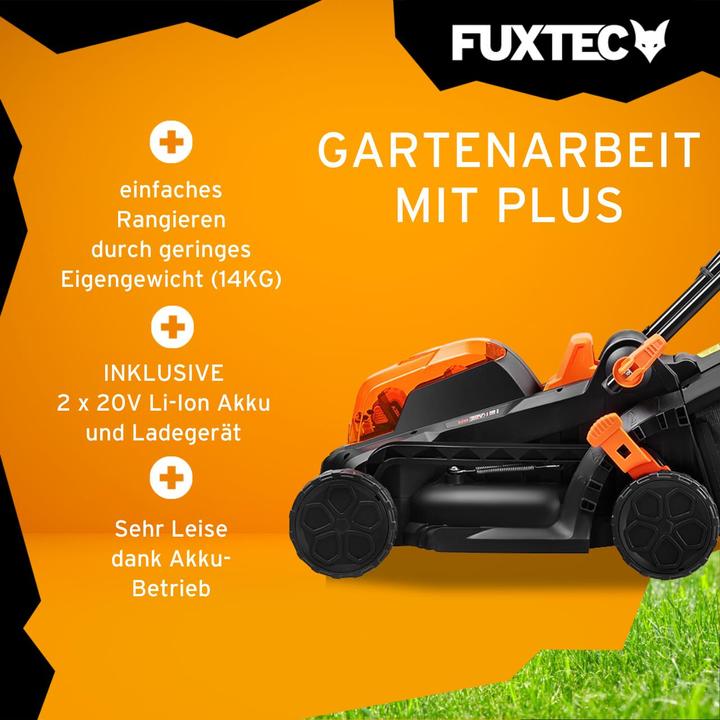 Image du produit Fuxtec Tondeuse à gazon sans fil 40V FX-E1RM20 SET avec 2 x batterie 2Ah, double chargeur 2,4A (Fonctionnement sur batterie)
