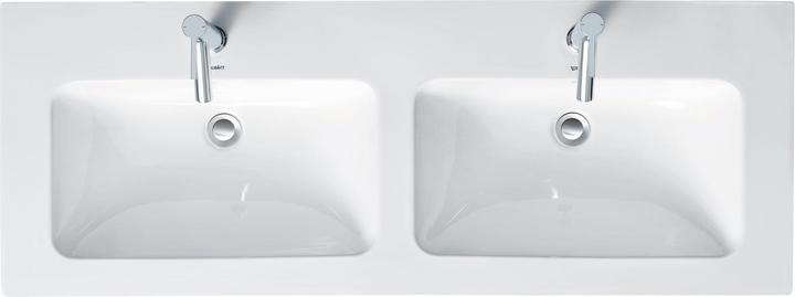 Produktbild Duravit Doppelwaschtisch ME by Starck m ÜL m HLB 1300x490mm 1 Hahnloch weiss WG (490 mm, 1300 mm)