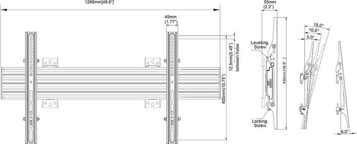 Actual product image Multibrackets Wall bracket tiltable, 65"-120", VESA100x100 - (Wall, 120", 70 kg)