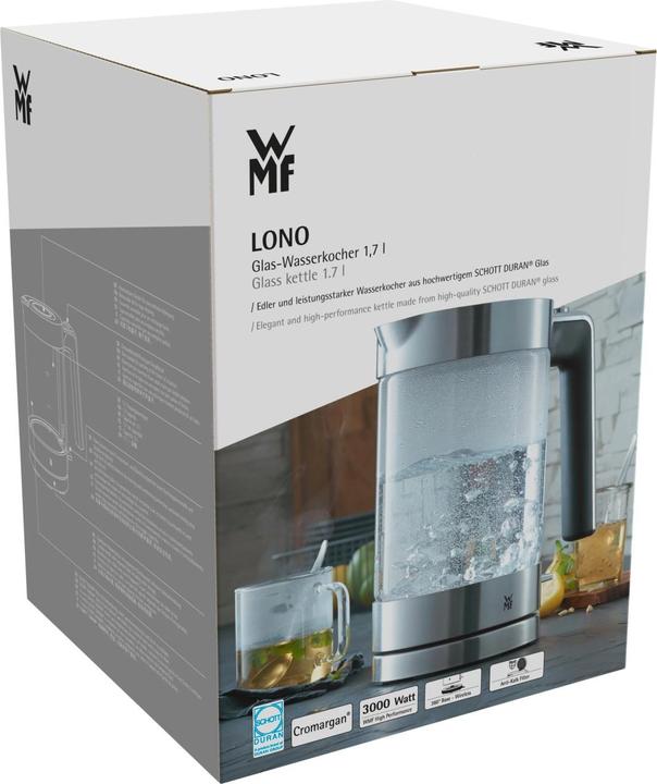 Produktbild WMF Wasserkocher Glas 1,7l SCHOTT Glas 360° Gerätesockel Lono 3000W bpa-frei (1.70 l)
