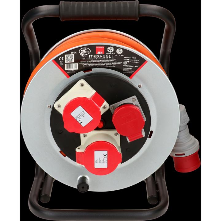Actual product image Max Hauri maxReel steel cable reel IP44 2x CEE16-5, 1x type 25 (25 m, 2.50 mm²)