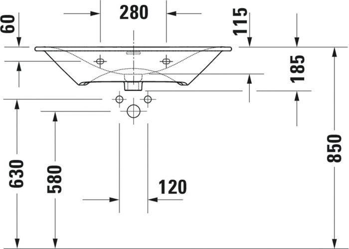 Produktbild Duravit Waschtisch VIU 830x490mm m ÜL m HLB o Hahnloch weiss WG (490 mm, 830 mm)