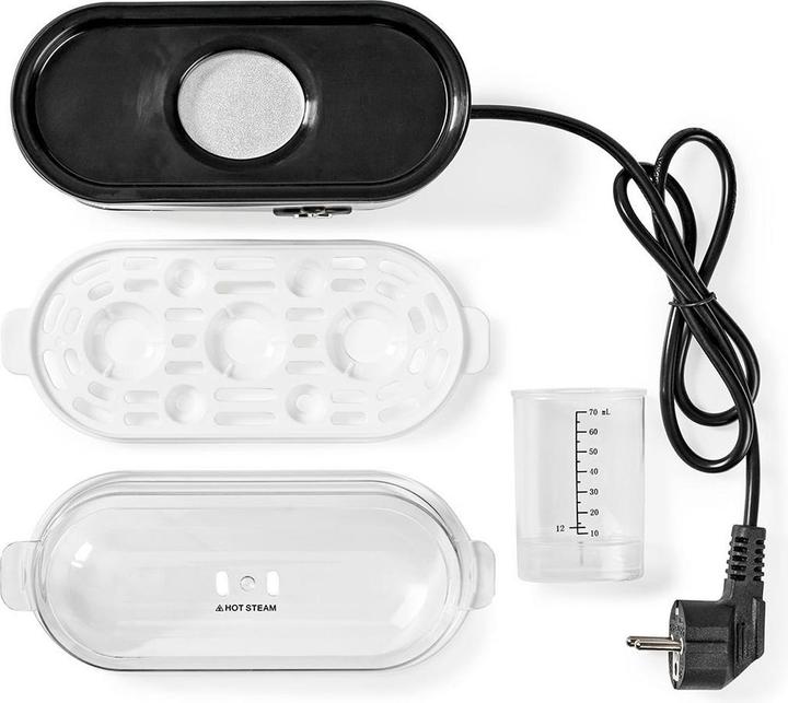 Actual product image Nedis Egg boiler - Lid & holder are dishwasher safe - Egg holder with measuring cup - Soft, With (EU plug)