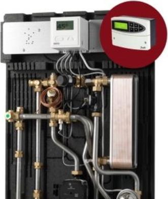Produktbild Wavin Calefa S 40-V direkte fjv. unit er med DHW 201 brugsvandsstyring og blandekreds. Med ECL