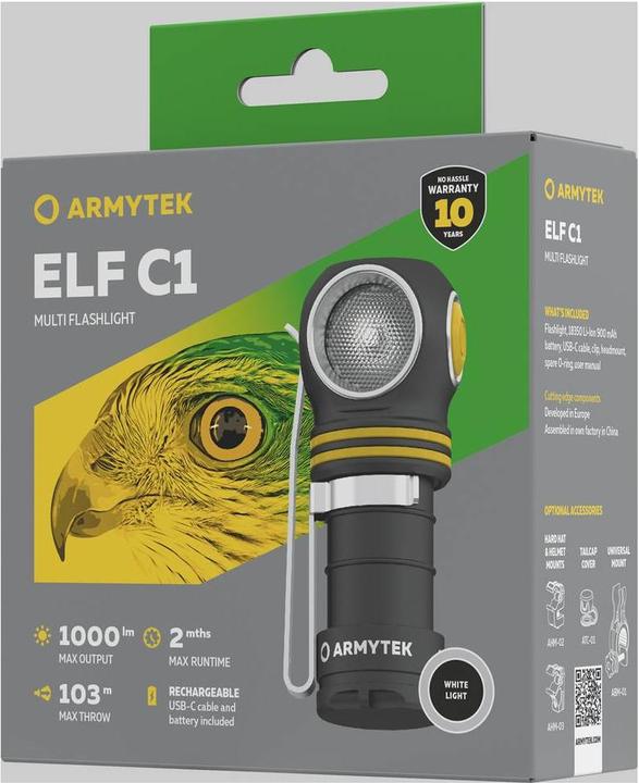 Actual product image ArmyTek Elf C1 neutral white LED torch battery-powered 1000 lm 55 g (7.60 cm, 1000 lm)