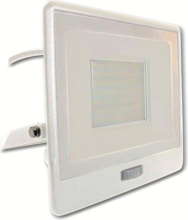 Produktbild V-TAC VT158S1 50W LED PIR Sensor Flutlicht SAMSUNG Chip Weisser Körper 4000K 1M Kabel (4000 lm)