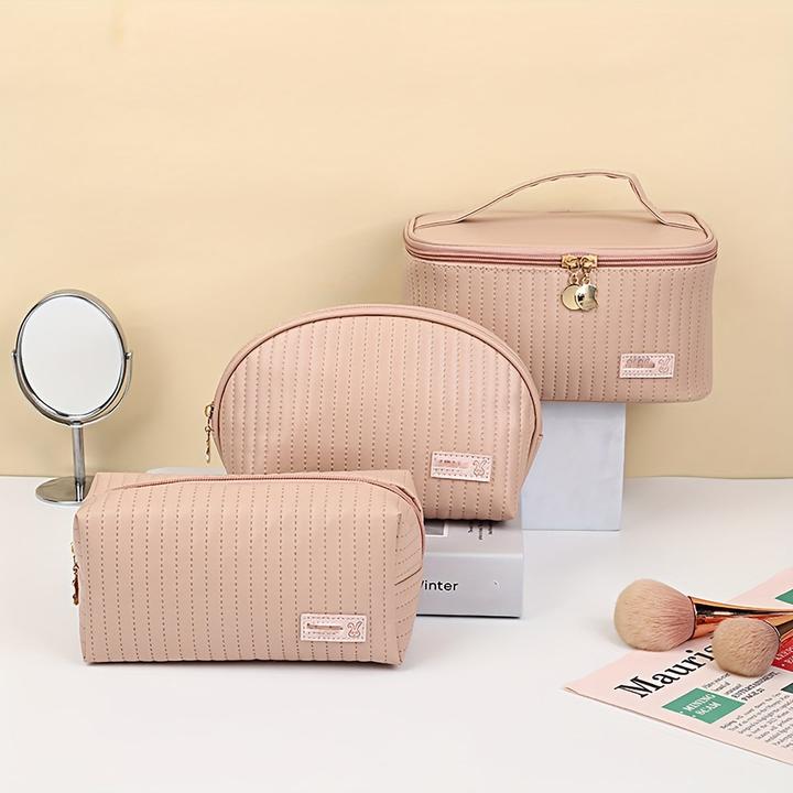 Immagine prodotto Only-Bags.Store Borsa cosmetica 3pcs/set, borsa cosmetica quadrata portatile a grande apertura / design a conchiglia