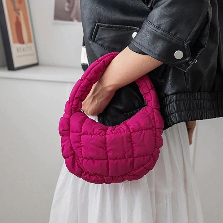 Produktbild Only-Bags.Store Mini-Tasche Gesteppter Kreis Telefon Purpur Elegant Lila Weiches Nylon Gepolstertes