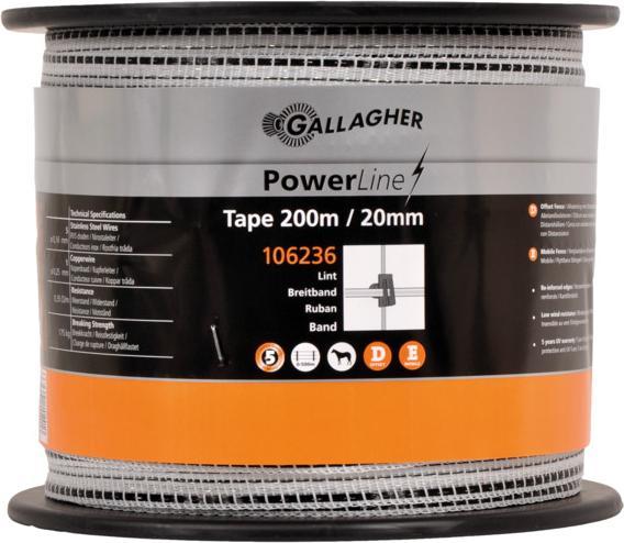 Immagine prodotto Gallagher Nastro di plastica bianco nero 20 mm x 200 m