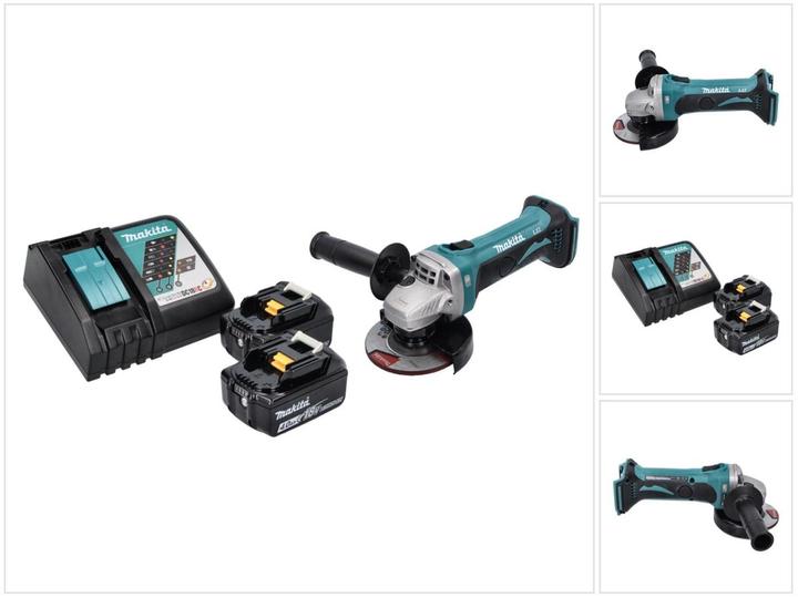 Actual product image Makita DGA 452 RM Battery angle grinder 18 V 115 mm + 2x battery 4.0 Ah + charger (115 mm)