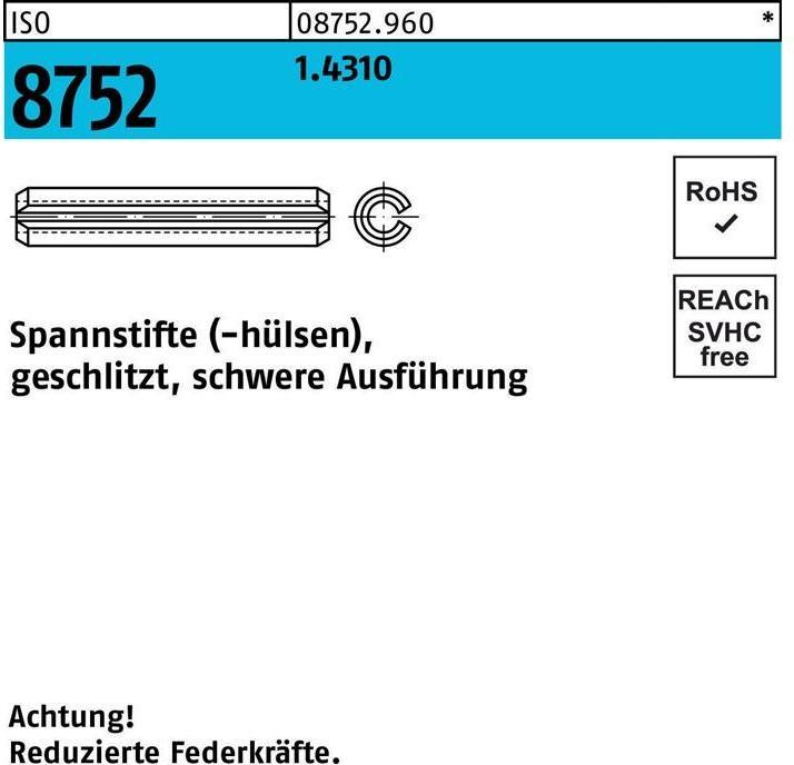 Produktbild Spannstift ISO 8752 geschlitzt 8 x 26 1.4310 schwere Ausf. ISO 8752