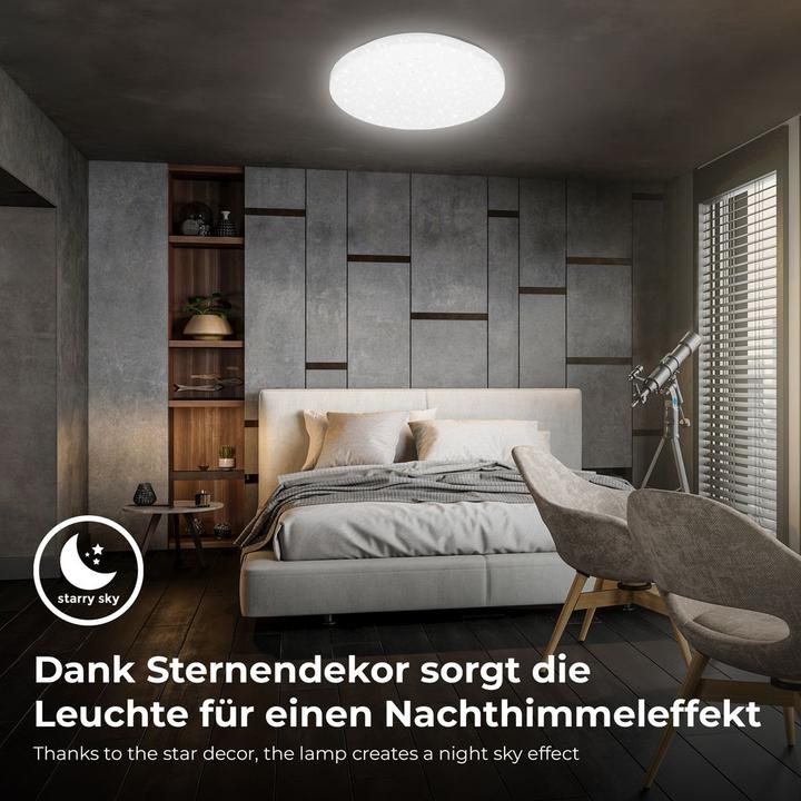 Actual product image B.K.Licht LED ceiling light, starry sky white, IP44 (1300 lm)
