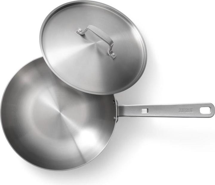 Produktbild Skottsberg Wok Edelstahl, 28 cm Durchmesser, 3-lagiger Sandwichboden, Edelstahlgriff (28 cm, Wok Pfanne, Aluminium, Edelstahl)