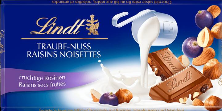 Image du produit Lindt Tablette de chocolat au lait raisin noisette (100 g)