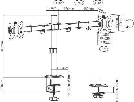 Immagine prodotto Gembird MA-D2-01 (Tavolo, 32")