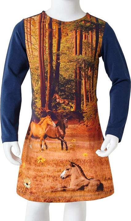 Actual product image VidaXL Children's dress with long sleeves navy blue 92,Material of the (92)