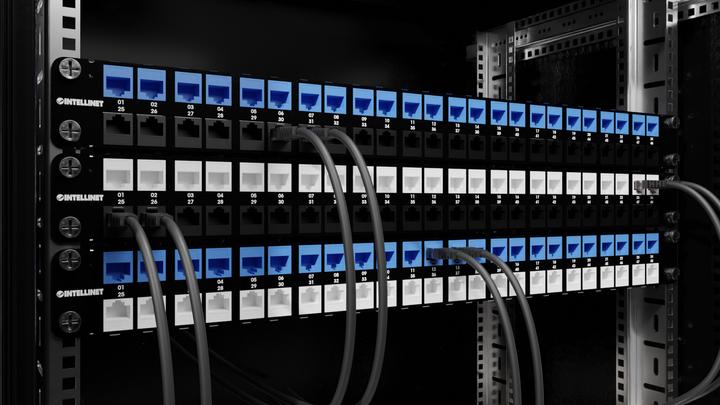 Actual product image Intellinet 48-port patch panel, shielded and unequipped, 1 U
