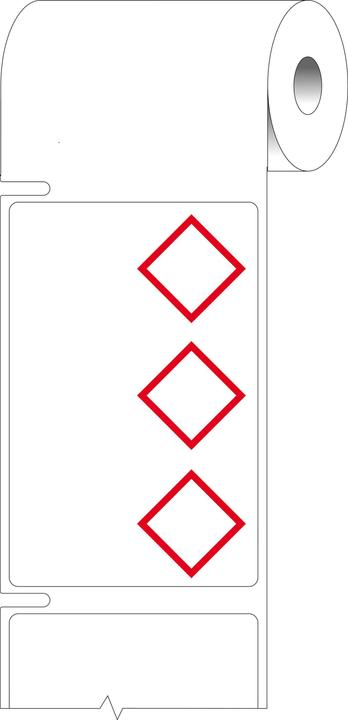 Actual product image Brady THTCLP-S-L3B-7594-2, polypropylene, white, glossy, 55.00 x 85.00 mm, layout L3B (3 red diam