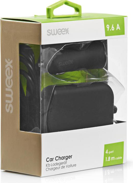 Actual product image Sweex Car Charger 4 Outputs 9.6 A USB Black