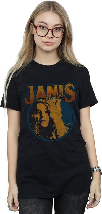 Actual product image Janis Joplin Womens/Ladies Distressed Circle Cotton Boyfriend T-Shirt (XL)