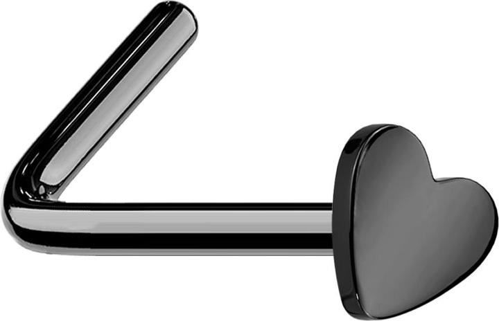 Produktbild Star Piercing Nasenstecker gewinkelt schwarz mit Herz (Titan G23, ohne Messing)