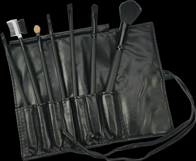 Actual product image Brush set, 7-piece, black with synthetic hair in roll Dimensions: open approx. 23 x 18 cm (Set)