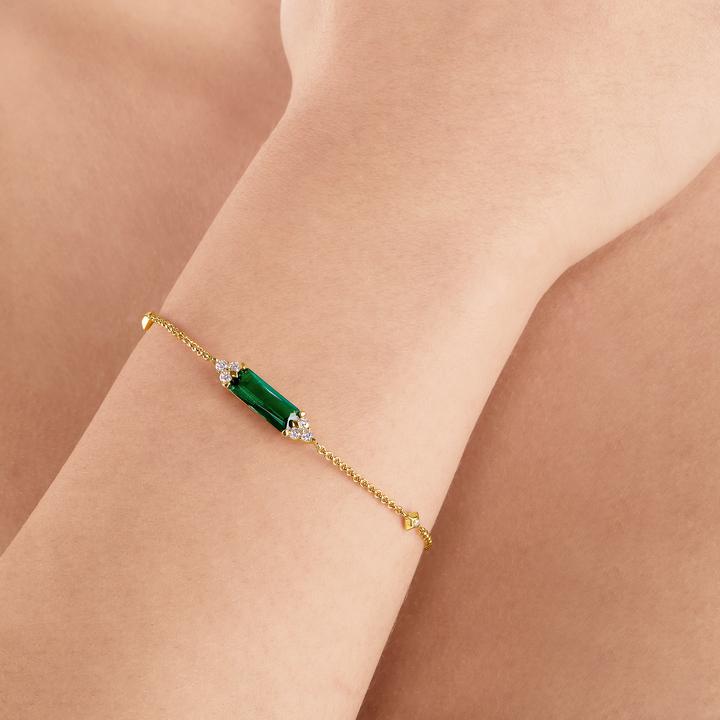 Produktbild Thomas Sabo Armband Grüner Stein Gold (19 cm, 750 Gelbgold Vergoldung, 925 Sterlingsilber)