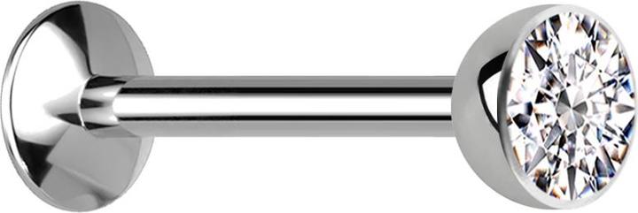 Immagine prodotto Star Piercing Micro Labret a filo interno UFO Emisfero d'argento con cristallo d'argento (senza ottone, Titanio G23)