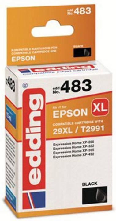 Edding Ink cartridge replaces Epson T29XL (T2991) Compatible single Black EDD-483 18-483 (FC)