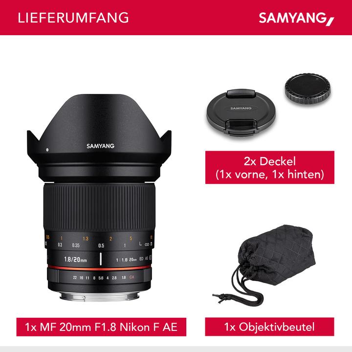 Actual product image Samyang 20mm f/1.8 ED AS UMC - Nikon F (Nikon F, full size)
