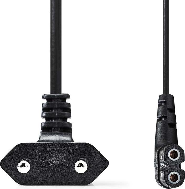 Produktbild Nedis Stromkabel | Euro Männlich | IEC-320-C7 | Abgewinkelt | Links abgewinkelt | Vernickelt | 2.00 (2 m)