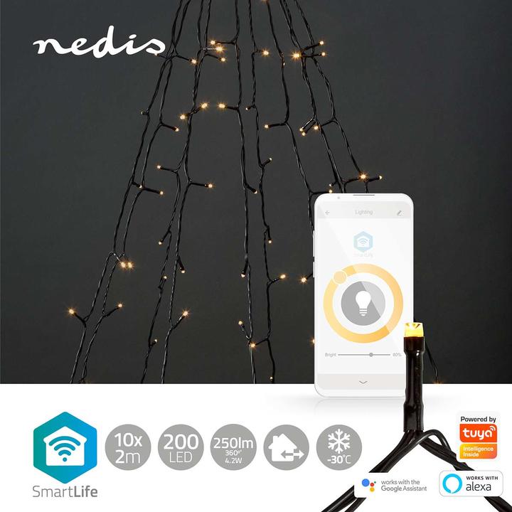 Immagine prodotto Nedis SmartLife LED decorativo | Wi-Fi | Bianco caldo | 200 LED | 10 x 2 m | Android™ / IOS (2 m)